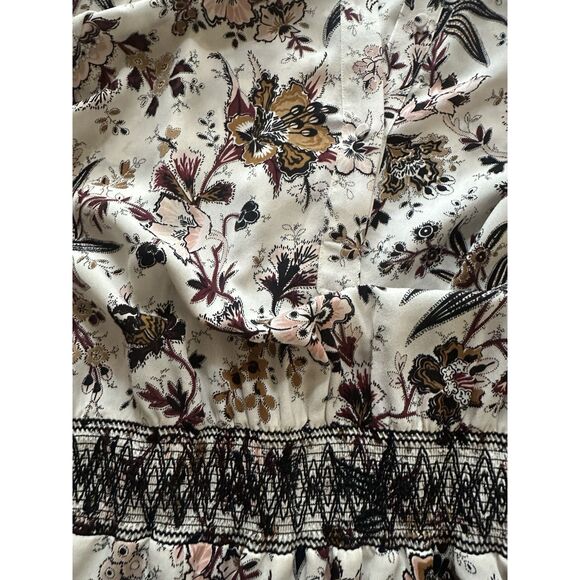 ALC A.L.C. 12 Silk Mini Blouson Floral Dress Ruffle Accent Long Sleeve - Picture 4 of 8